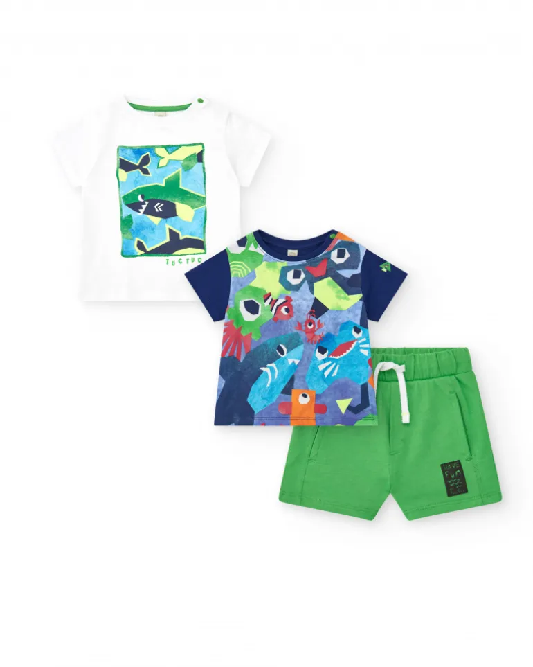 T-shirt bleu pour garçon avec imprimé marin