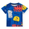 T-shirt bleu pour garçon avec imprimé nature et fermeture à l’