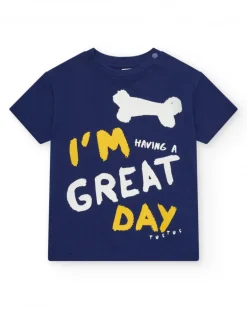 T-shirt bleu pour garçon avec phrase "Having a Great Time"