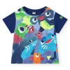 T-shirt bleu pour garçon avec requins et poissons
