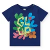 T-shirt bleu pour garçon avec imprimé géométrique
