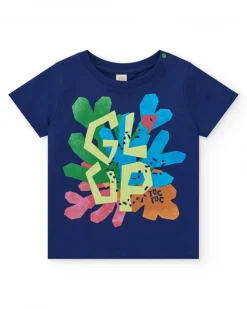 T-shirt bleu pour garçon avec imprimé géométrique