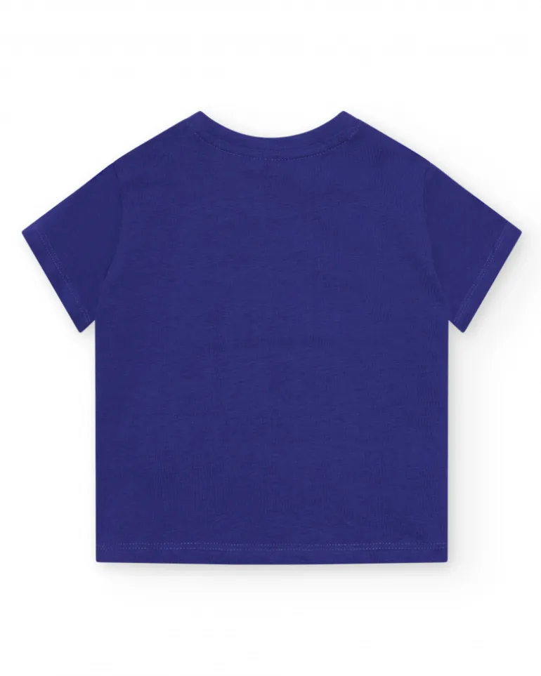 T-shirt bleu pour garçon avec noix de coco et texte "Coconut Milk Shake"