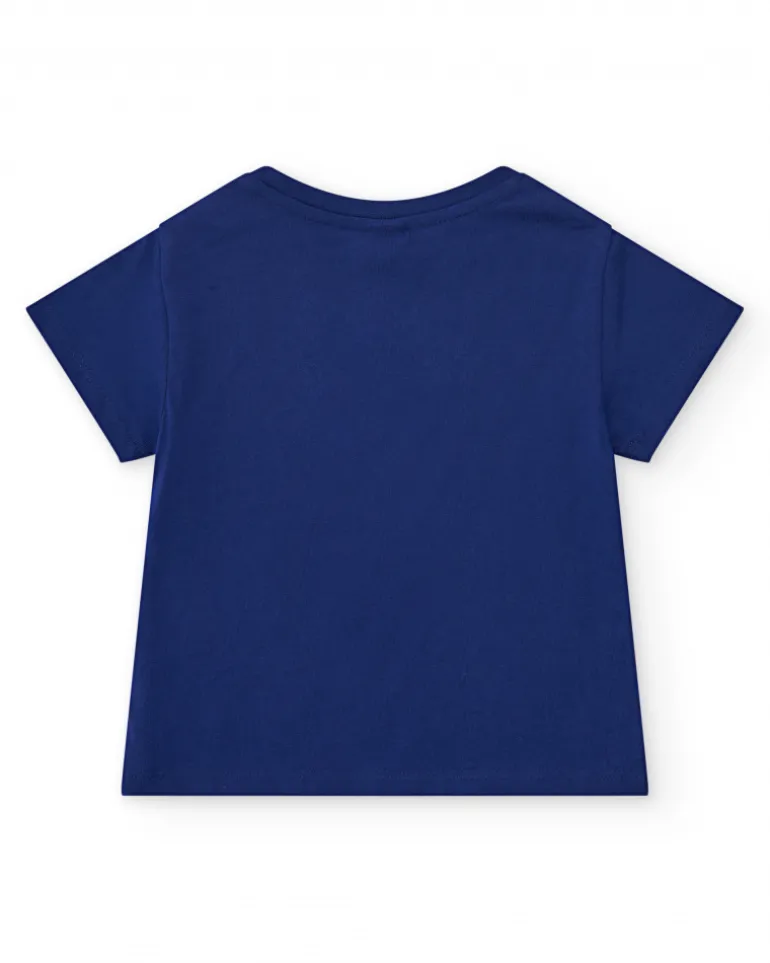 T-shirt bleu pour garçon avec requins et poissons
