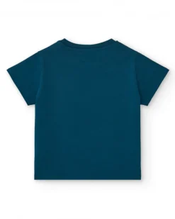 T-shirt bleu pour garçon avec crocodile surfeur et fermeture à l’