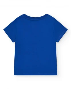 T-shirt bleu pour garçon avec animaux et fermeture à l’