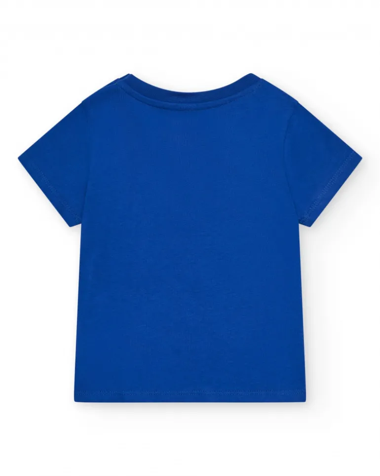 T-shirt bleu pour garçon avec animaux et fermeture à l’