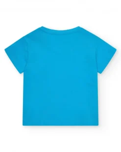 T-shirt bleu pour garçon avec trottinette et phrase