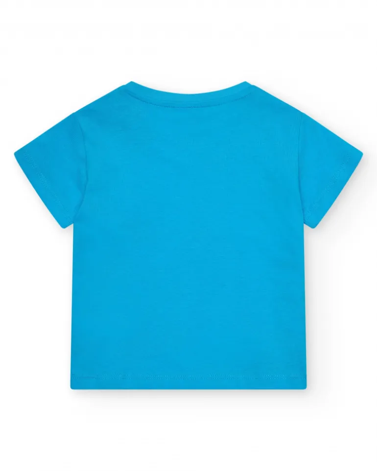 T-shirt bleu pour garçon avec trottinette et phrase