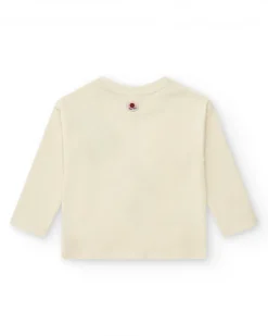T-shirt en maille pour fille en blanc avec des appliques florales Happy Garden