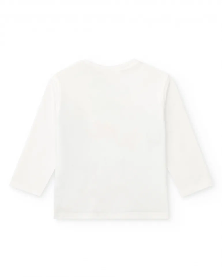 T-shirt en tricot blanc pour garçon avec imprimé estival