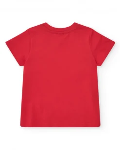 T-shirt en tricot rouge pour garçon avec imprimé de crabe