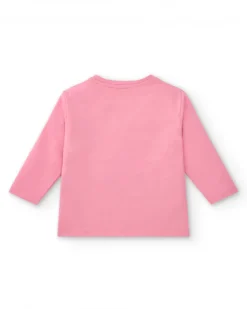 T-shirt fille rose imprimé super-héros collection Super Flower