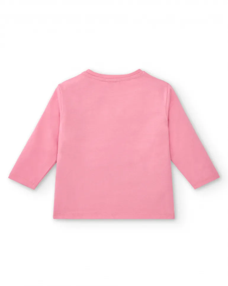 T-shirt fille rose imprimé super-héros collection Super Flower
