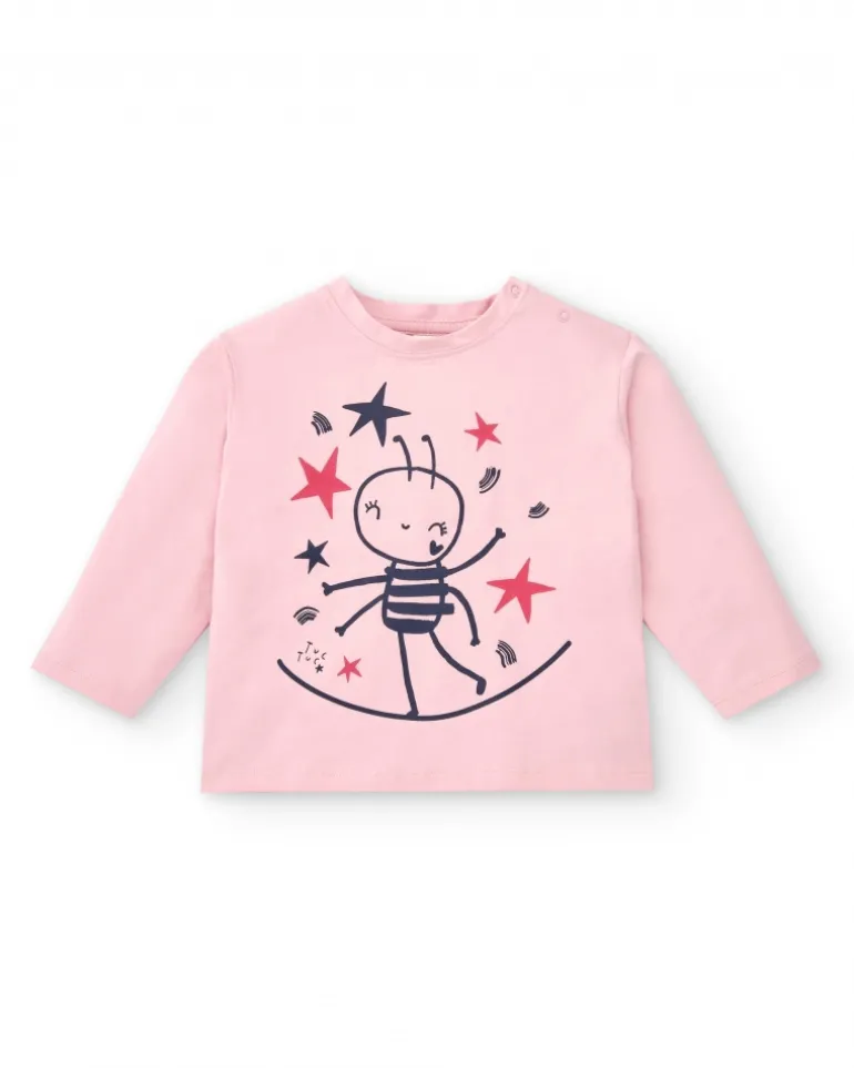 T-shirt fille rose motif étoiles Amazing collection