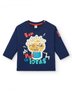 T-shirt garçon bleu marine imprimé "Full of Ideas", collection Big Brains