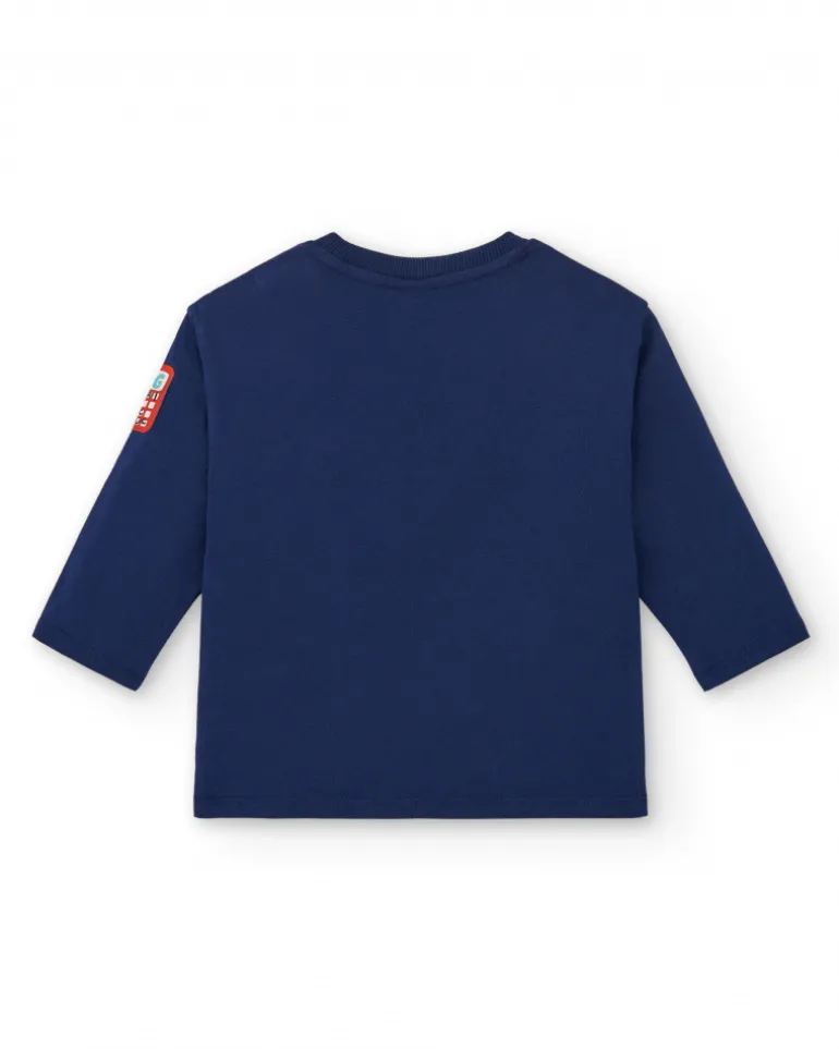 T-shirt garçon bleu marine imprimé "Full of Ideas", collection Big Brains
