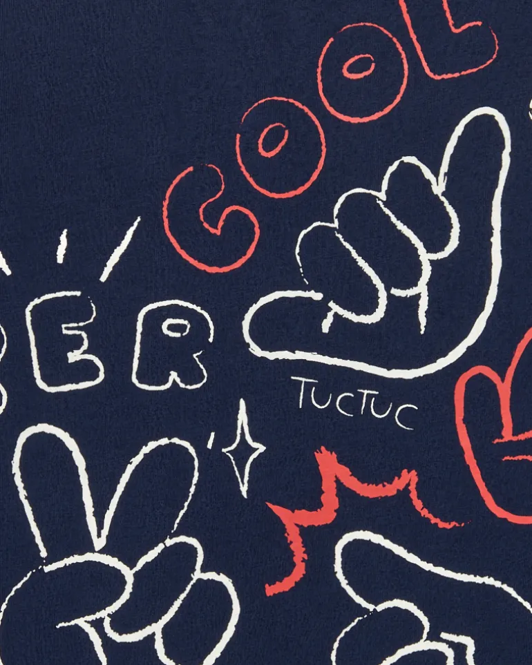T-shirt garçon bleu marine imprimé "Super Cool" de la collection Big Brains