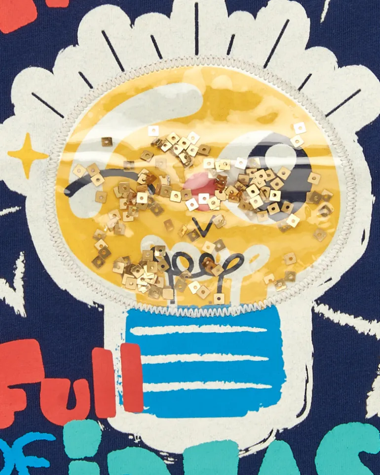 T-shirt garçon bleu marine imprimé "Full of Ideas", collection Big Brains