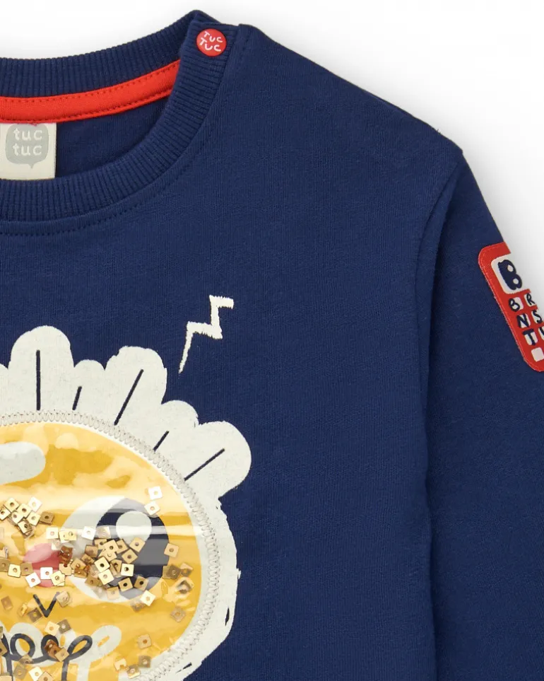 T-shirt garçon bleu marine imprimé "Full of Ideas", collection Big Brains