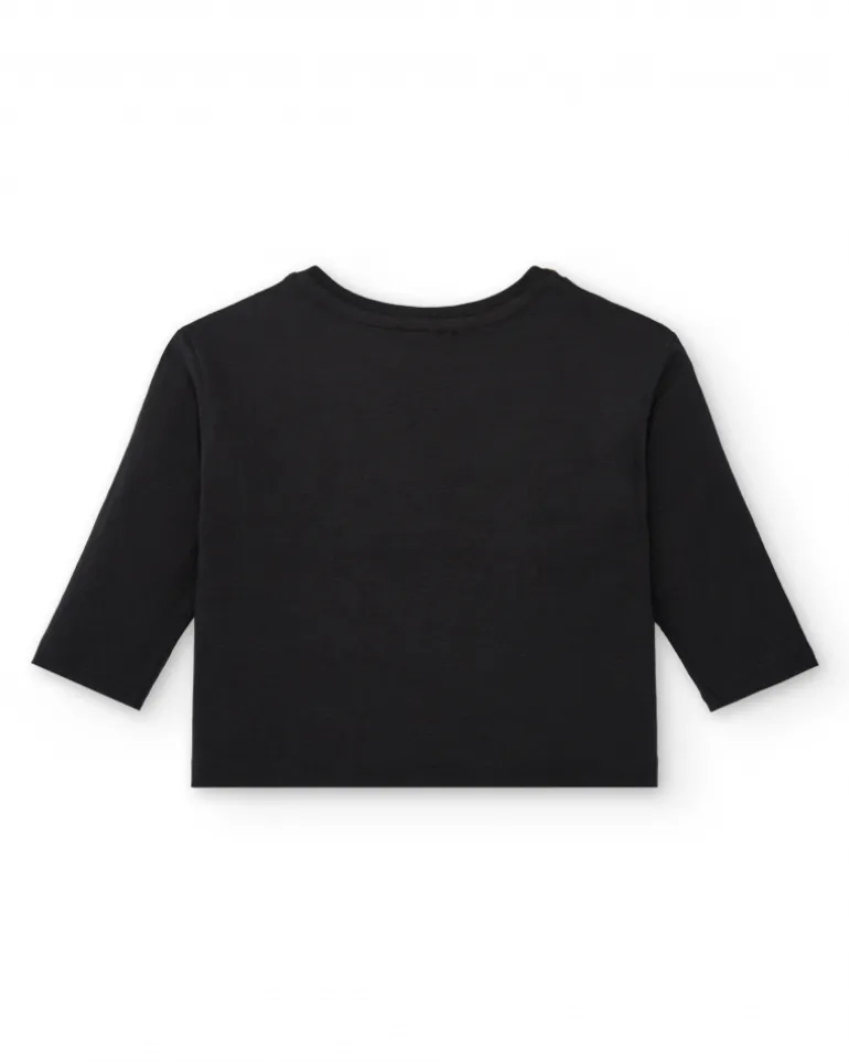 T-shirt garçon noir imprimé London collection Cartoon Calling