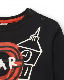T-shirt garçon noir imprimé London collection Cartoon Calling