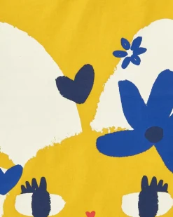 T-shirt jaune pour fille avec fleurs et manches ouvertes
