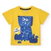 T-shirt jaune pour garçon avec animal bleu et phrase "I'm Great"