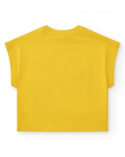 T-shirt jaune pour garçon avec imprimé de dinosaures et fermeture à l’