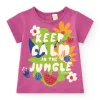 T-shirt lilas pour fille avec imprimé tropical et message