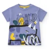 T-shirt lilas pour garçon avec imprimé de dinosaure et détails lumineux