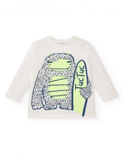 T-shirt manches longues imprimé Yéti et planche de surf pour garçon de la collection Freezy