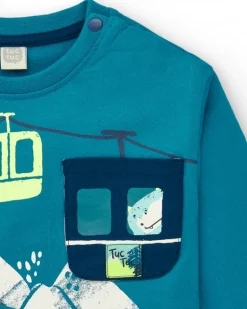 T-shirt manches longues imprimé pingouin snowboarder pour garçon de la collection Freezy