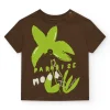 T-shirt marron pour garçon avec imprimé tropical