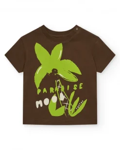 T-shirt marron pour garçon avec imprimé tropical