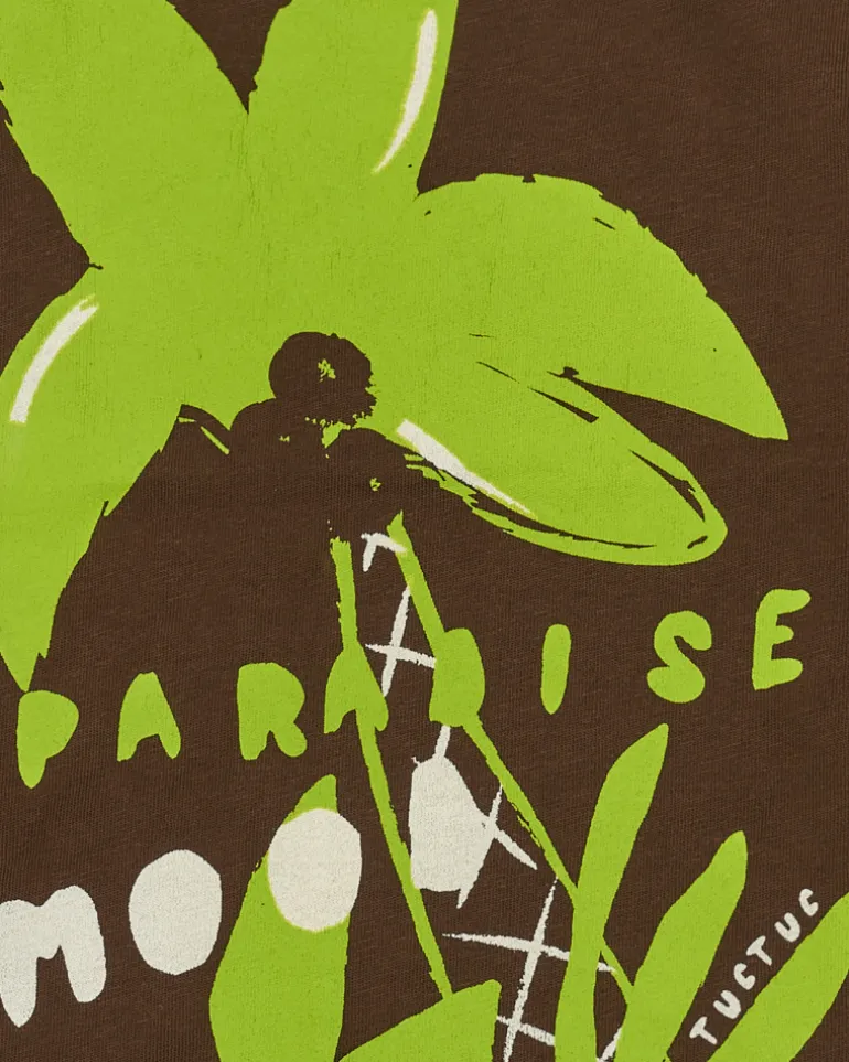 T-shirt marron pour garçon avec imprimé tropical