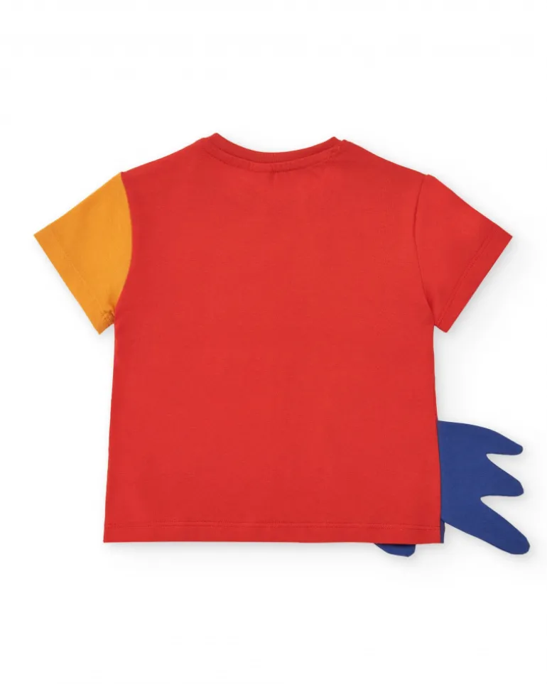 T-shirt multicolore pour garçon avec toucan et appliques
