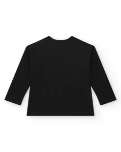 T-shirt noir pour fille avec cœurs et arc-en-ciel