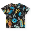 T-shirt noir pour garçon avec skateboards et donuts