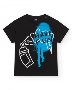 T-shirt noir pour garçon avec phrase "Have Fun"