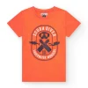 T-shirt orange pour garçon avec imprimé plongée sur le devant.