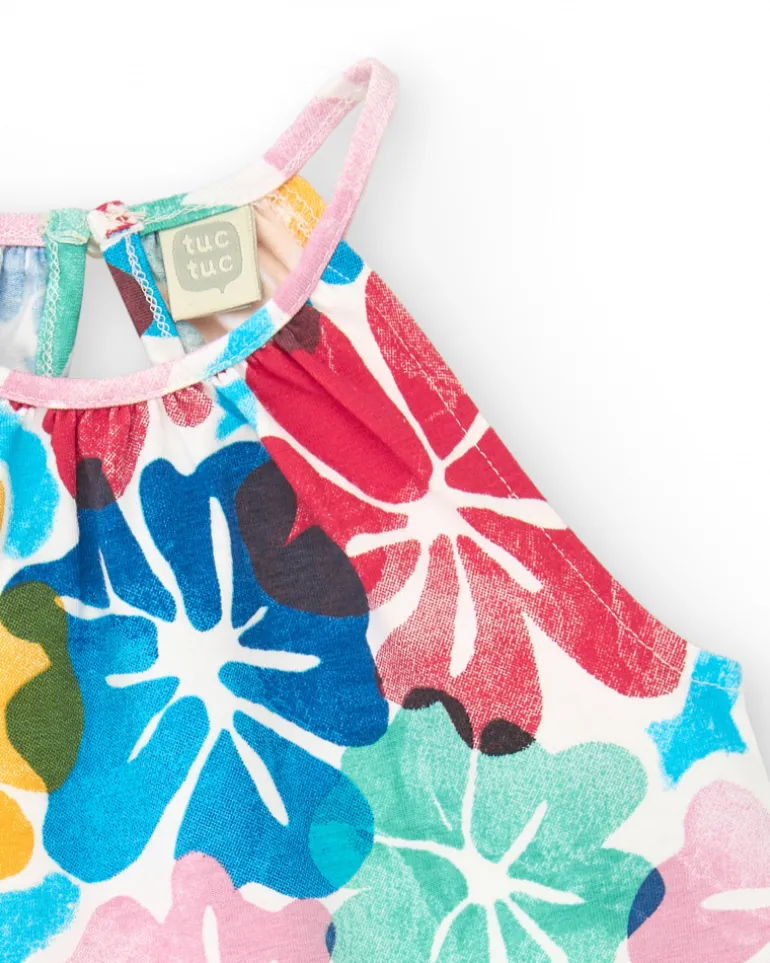 T-shirt pour fille avec design halter et imprimé floral vibrant