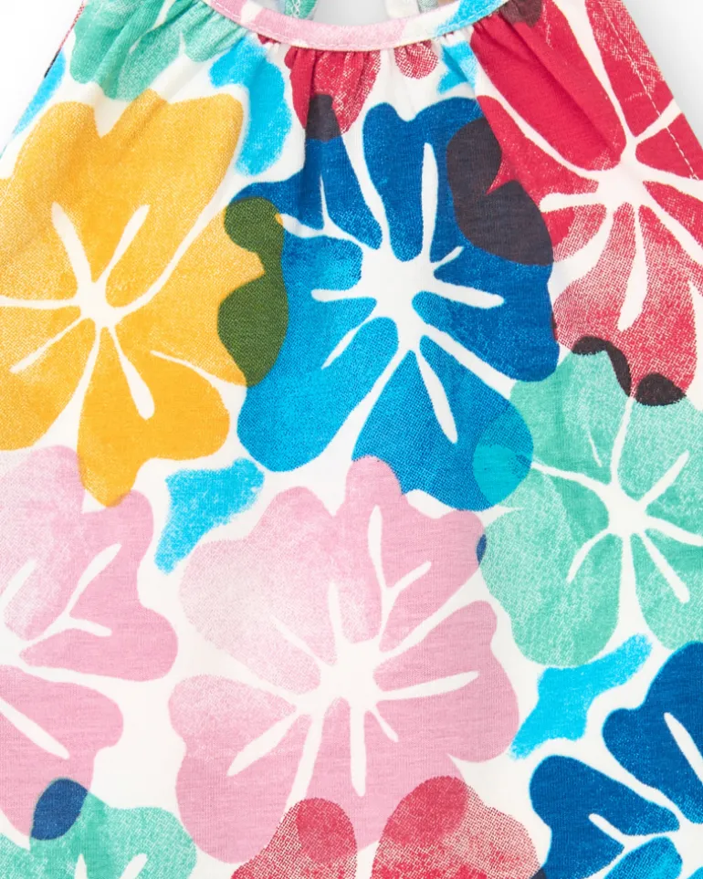 T-shirt pour fille avec design halter et imprimé floral vibrant