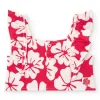 T-shirt pour fille avec volants et imprimé floral en rouge et blanc