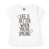 T-shirt pour fille en blanc, à manches courtes, avec détails brillants.