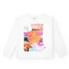 T-shirt pour fille en blanc, manches longues avec imprimé tropical.