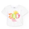 T-shirt pour fille en blanc avec imprimé tropical.