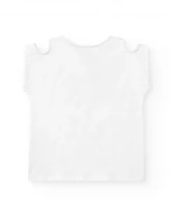 T-shirt pour fille en blanc avec épaules dénudées