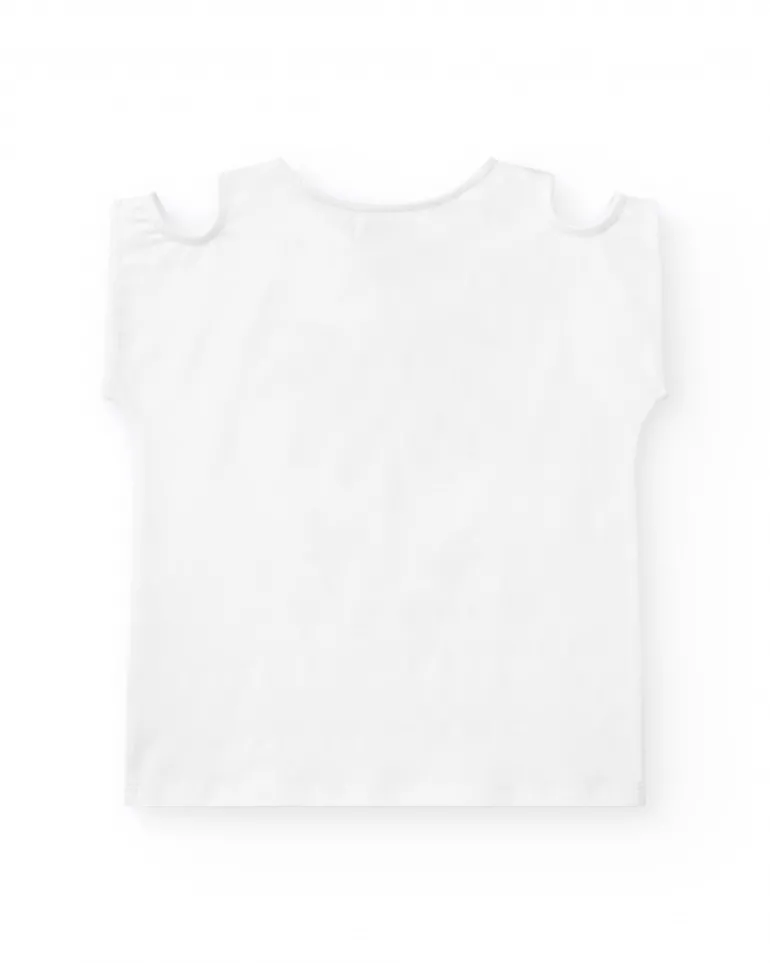 T-shirt pour fille en blanc avec épaules dénudées