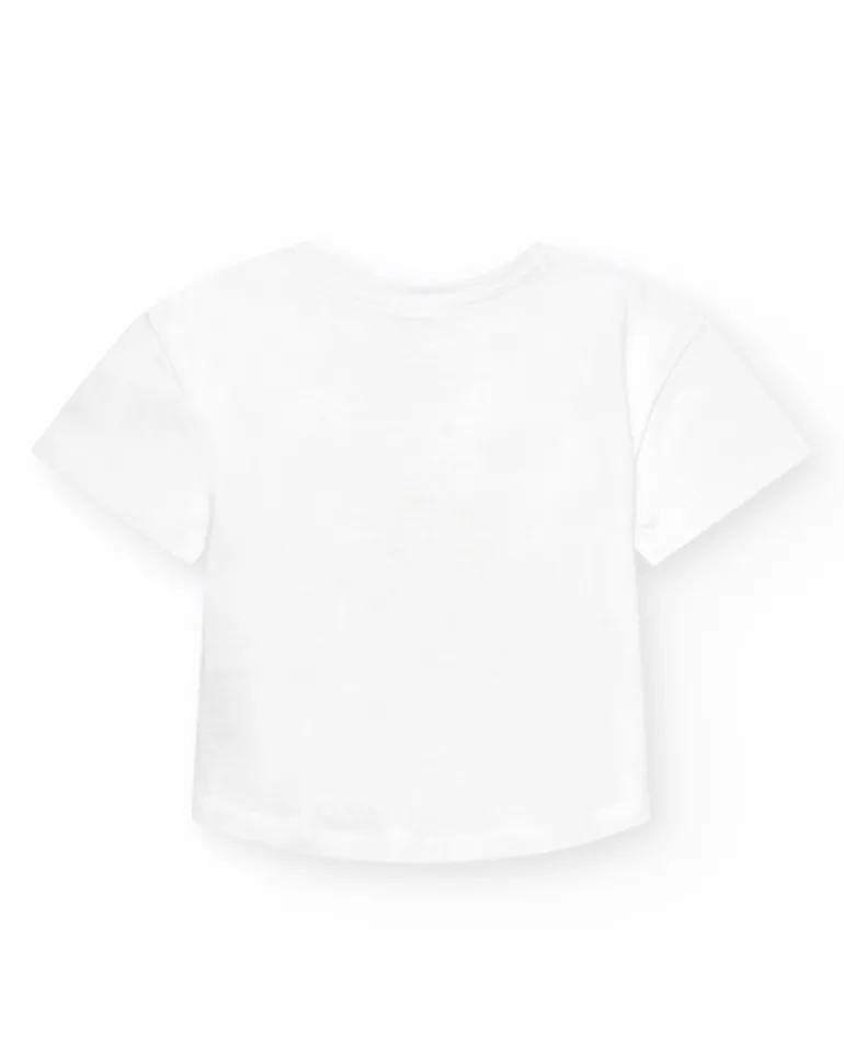 T-shirt pour fille en blanc avec imprimé tropical.